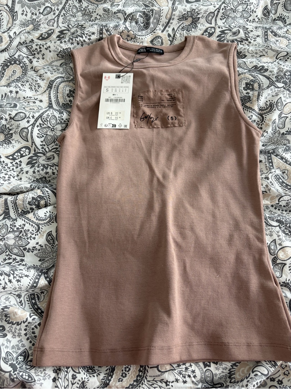 Zara Sleeveless Tank Top in Mauve